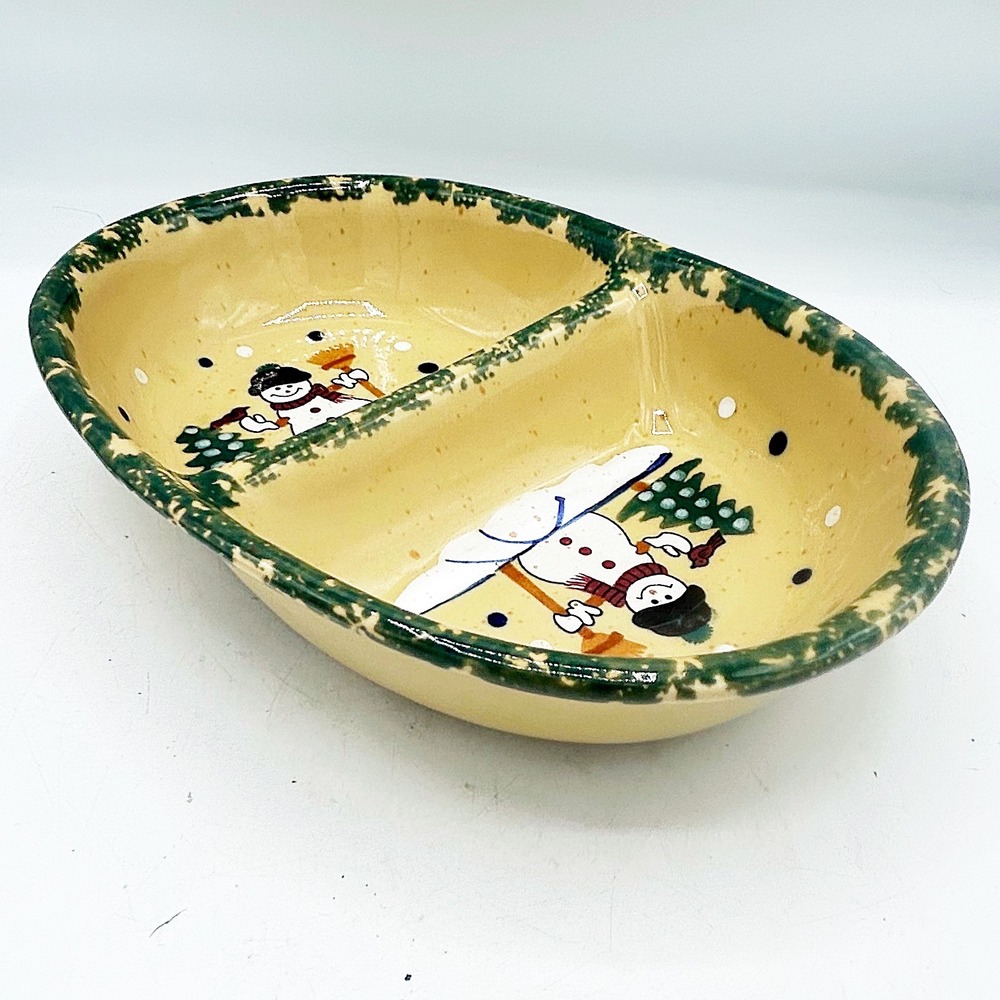 Country Snowman Stoneware Divided‎ Dish by LTD Commodities, Inc